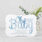 Moderne Watercolor Baby Boy Shower Einladungen (Stehend Vorderseite)