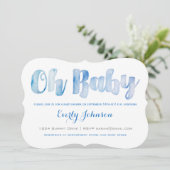 Moderne Watercolor Baby Boy Shower Einladungen (Stehend Vorderseite)