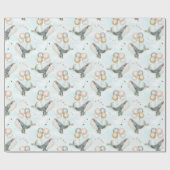 Moderne Watercolor Blue Whale und Ballon-Dekoratio Geschenkpapier (Flach)