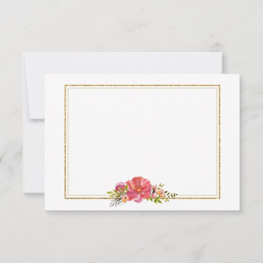 Moderne Watercolor-danken der BlumengoldGlitzer Dankeskarte (Rückseite)