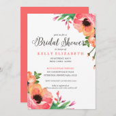 MODERNE WATERCOLOR FLORAL Braun Dusche Einladung (Vorne/Hinten)