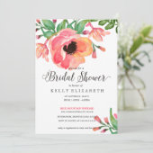 MODERNE WATERCOLOR FLORAL Brautdusche Einladung (Stehend Vorderseite)