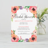 MODERNE WATERCOLOR FLORAL Brautdusche Einladung (Stehend Vorderseite)