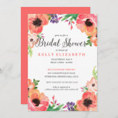 MODERNE WATERCOLOR FLORAL Brautdusche Einladung (Vorne/Hinten)