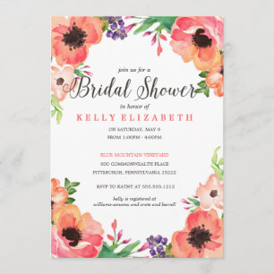 MODERNE WATERCOLOR FLORAL Brautdusche Einladung