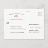 Moderne Watercolor Floral Wedding RSVP Postcard Einladungspostkarte (Rückseite)