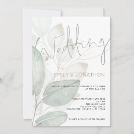 Moderne Watercolor Foliage Wedding Einladung