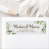 Moderne Watercolor Foliage Wedding Rücksendeadress (Insitu)