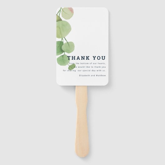Moderne Watercolor Foliage Wedding Vielen Dank Fächer (Rückseite)