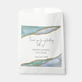 Moderne Watercolor Gold Trim Wedding Leckerei Geschenktütchen