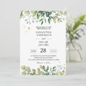 Moderne Watercolor Green Blätter Branch Einladung (Stehend Vorderseite)