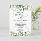 Moderne Watercolor Green Blätter Branch Einladung (Stehend Vorderseite)