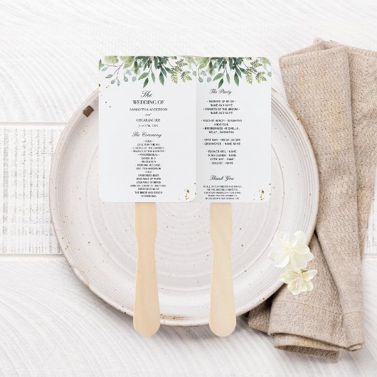 Moderne Watercolor Green Blätter Branch Fächer