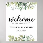 Moderne Watercolor Green Blätter Branch Poster (Vorne)