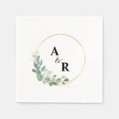 Moderne Watercolor Greenery Couple Monogram Weddin Serviette (Vorderseite)