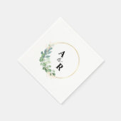Moderne Watercolor Greenery Couple Monogram Weddin Serviette (Ecke)