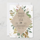 Moderne Watercolor Greenery Leaf Kraft Rahmen & Go Einladung (Vorderseite)