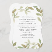 Moderne Watercolor Grüne Leaf Herbst Sommerhochzei Einladung (Vorne/Hinten)