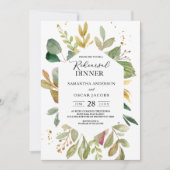 Moderne Watercolor Grünflächen Leaf Rahmen Einladung (Vorderseite)