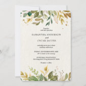 Moderne Watercolor Grünpflanzen Leaf & Gold Tropfe Einladung (Vorderseite)