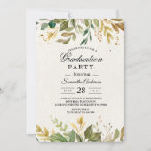 Moderne Watercolor Grünpflanzen Leaf & Gold Tropfe Einladung (Vorderseite)