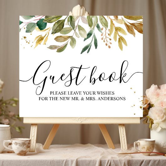 Moderne Watercolor Grünpflanzen Leaf & Gold Tropfe Poster