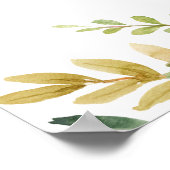 Moderne Watercolor Grünpflanzen Leaf & Gold Tropfe Poster (Ecke)