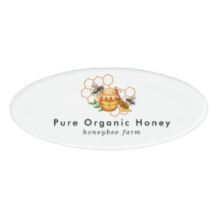 Moderne Watercolor Honeycombs mit Bienen Namenschild