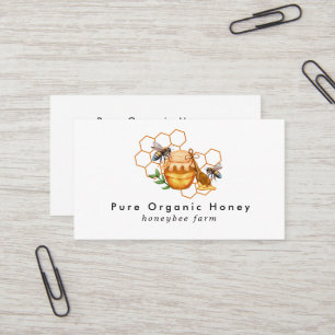 Moderne Watercolor Honeycombs mit Bienen Visitenkarte