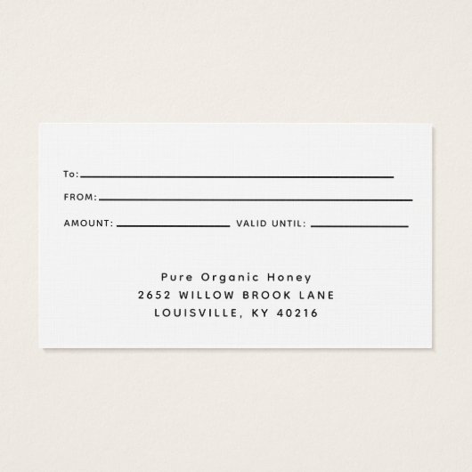 Moderne Watercolor Honeycombs mit Bienengeschenkka (Rückseite)