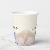 Moderne Watercolor Mountain Baby Dusche Willkommen Pappbecher (Links)