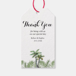 Moderne Watercolor Palm Tree Wedding Gift Tag Geschenkanhänger