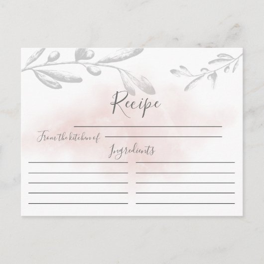 Moderne Watercolor-Rezept-Karte Postkarte (Vorderseite)