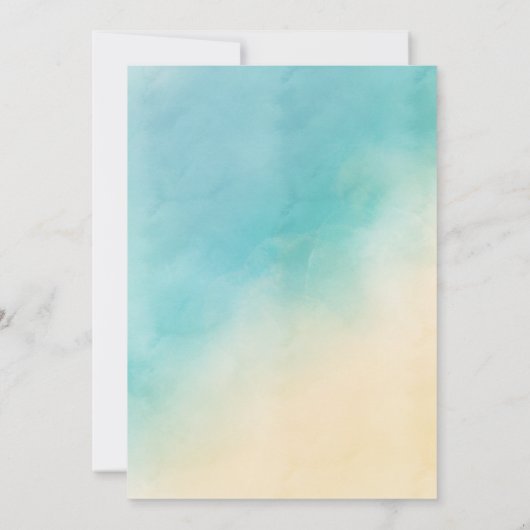 Moderne Watercolor Script Beach Engagement Party Einladung (Rückseite)