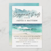 Moderne Watercolor Script Beach Engagement Party Einladung (Vorne/Hinten)