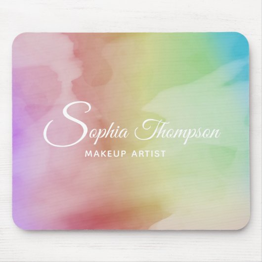 Moderne Watercolor Script Rainbow Pastel - Mousepa Mousepad (Vorne)
