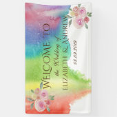 Moderne Watercolor Splash Blume Hochzeitsbanner Banner (Vertikal)