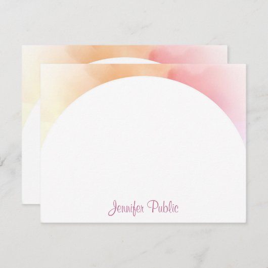 Moderne Watercolor Template Calligraphy Script Chi Mitteilungskarte (Vorne/Hinten)