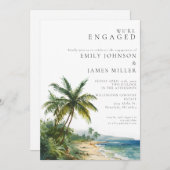 Moderne Watercolor Tropical Beach Engagement Party Einladung (Vorne/Hinten)