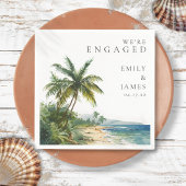 Moderne Watercolor Tropical Beach Engagement Party Serviette