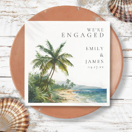 Moderne Watercolor Tropical Beach Engagement Party Serviette