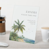 Moderne Watercolor Tropical Beach Hochzeitsfavorit Sockelschild (In SItu)