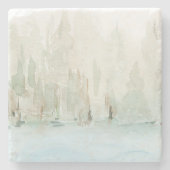 Moderne Watercolor-Waldlandschaft Steinuntersetzer (Vorderseite)