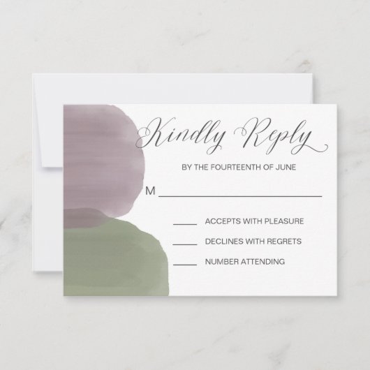Moderne Watercolor Wedding Einladung RSVP Card (Vorderseite)