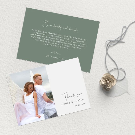 Moderne Watercolor Weiße Blume Hochzeit Dankeskarte