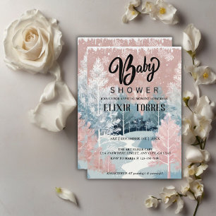 Moderne Watercolor Winter Wonderland Babydusche Einladung