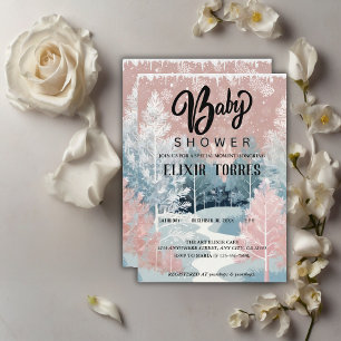 Moderne Watercolor Winter Wonderland Babydusche Einladung
