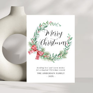 Moderne Watercolor Wreath Bow Weihnachten im Foto