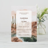 Moderne Watercolor Wüste Kaktus Landschaftshochzei Einladung (Stehend Vorderseite)