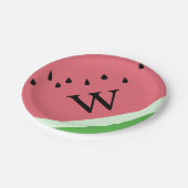 Moderne Watermelon Mit Monogramm Paper Teller (Schrägansicht)